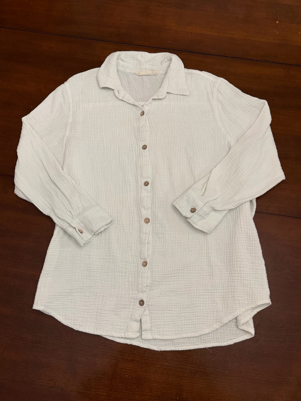 Ocean Drive White Gauze Button Down Shirt Size L